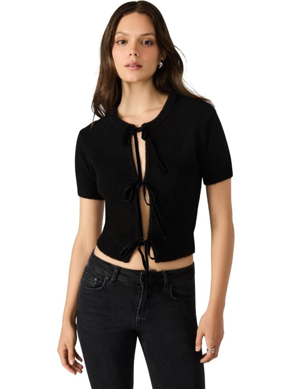 Steve Madden Women's Black Imported Pull On Sereia Cardigan Sweaters